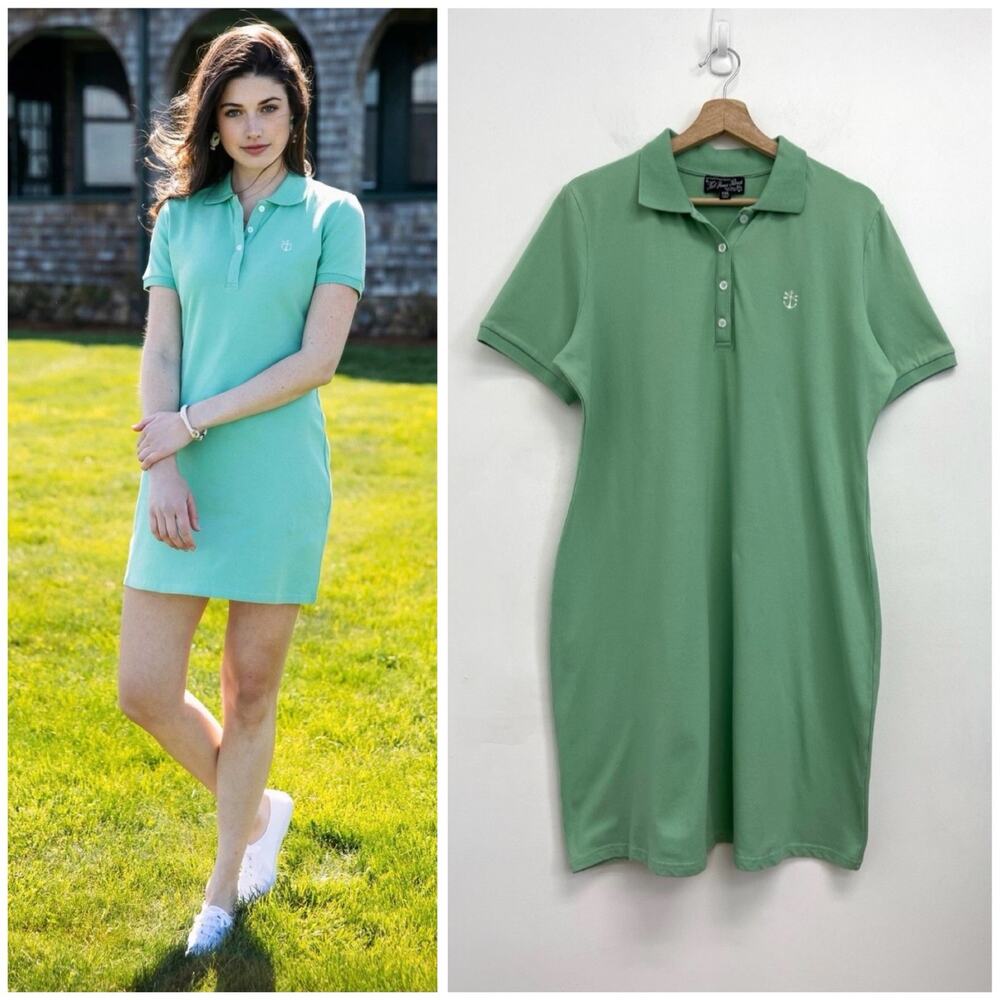 Kiel James Patrick Anchor Polo Dress Pique Cotton Preppy Nautical Coastal XXL